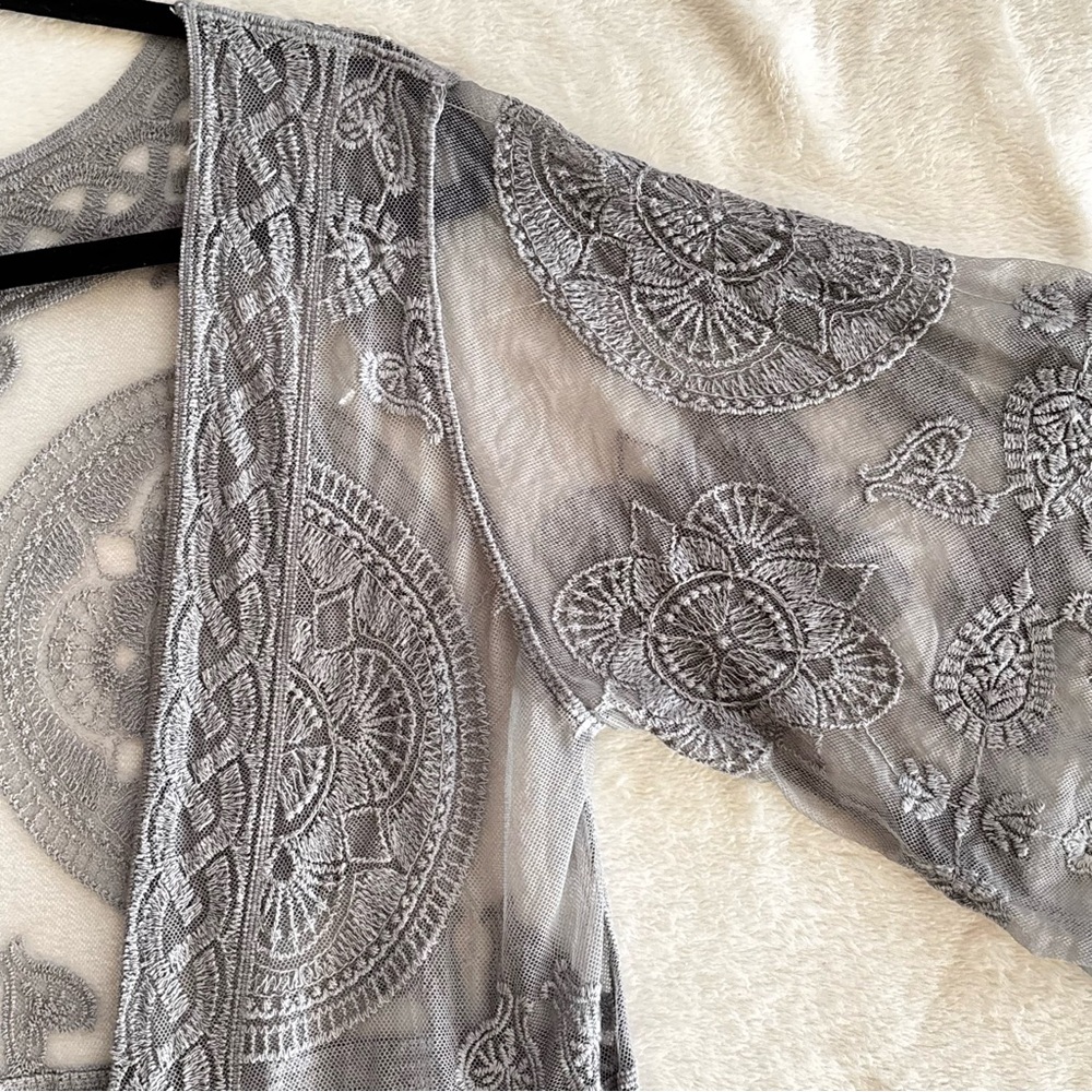 Rebellion Mesh Lace Duster Kimono Size Small Whimsigoth Fairy Bride G8 - Picture 15 of 16